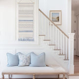 BlissBlush Long Vertical Wall Hanging Tapestry Coastal Blue Woven Boho Farmhouse Décor Tassel Handmade Wall Art Decoration for Bedroom Living Room Dorm Nursery Apartment, 16x39 INCH