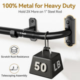 YaFex Curtain Rod 32-86 Inch, 1 Inch Heavy Duty Black Curtain Rods for Windows, Adjustable Window Treatment Rods, Wrap Around Ceiling Outdoor Curtain Rod for Bedroom