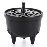 JUXYES Vintage Tripod Incense Burner Holder with Lid, Cast Iron Incense Holder Metal Cauldron Censer Antique Cone Coil Incense Burner Holder for Incense Resins, Cones, Charcoal or Wax Melts