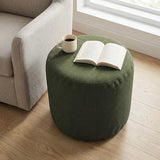 ele ELEOPTION Round Stuffed Pouf Ottoman Poufs with Foam Chunk Filling Pouf Foot Stool Storage Ottoman, 20 X 14 Floor Poufs Foot Rest for Living Room Green