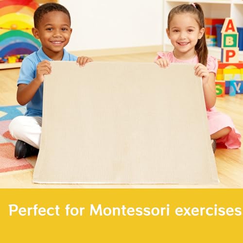 7 Pcs Montessori Mat, 24.5X 15.7 Inch Beige Classroom Rug, Cotton Toddler Rug, Children Playing Mat, for Room Nursery Kindergarten School Indoor