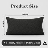 Boucle Lumbar Pillow Cover 16x24 inch Black