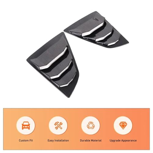 Compatible with 370Z Z34 2009-2020 ABS Carbon Fiber Car Rear Side Window Blind Shutter Louver Cover Trim Exterior Accessories(Carbon Fiber)