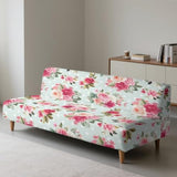 Flower Futon Cover Stretch Sofa Bed Covers Washable Armless Sofa Slipcover Couch Slip Cover Elastic Furniture Protector for Home Dogs Cats Pets
