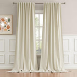 DUALIFE Beige Curtains 102 Length 2 Panels, Cream Blackout Curtains Thermal Insulated Window Treatment Room Darkening Drapes for Living Room Back Tab/Rod Pocket, 52 by 102 Inches Long