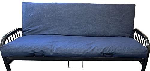 D&D Futon Furniture Real Denim Jean Full Size Futon Mattress Cover, Thick and Durable Dark Blue Denim.