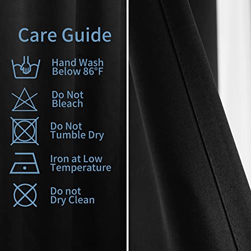 Pickluc Grommet Blackout Curtain for Bedroom, Light Blocking Drapes, Thermal Insulated, Noise Reduction, 42 Inches Wide x 63 Inches Long, Black, 2 Panels