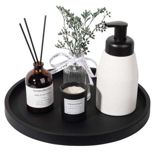 Silicone Bathroom Tray Coffee Table Decor Perfume Organizer, 11" Black