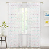 MYSKY HOME Rainbow Pom Pom Curtains for Living Room Light Filtering 84 Inch Long Bedroom Curtains for Nursery Girls Kids Room Rod Pocket Bohemian Voile Window Drapes 52 x 84 inch 2 Panels