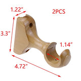T Tulead Curtain Rod Bracket Wooden Rod Brackets Drapery Curtain Single Bracket Inner Dia: 29mm/1.14", Pack of 2 (Wood Color)