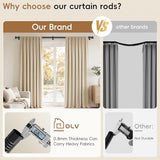 OLV Black Curtain Rod 36 to 91 Inch, 1 Inch Adjustable Modern Curtain Rods for Windows, Decorative Heavy Duty Window Treatment Rods with End Cap Finials, Telescopic Splicing Drapery Pole, Easy Install