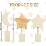 Barydat 3 Pcs Boho Nursery Shelf Decor Wooden Moon and Star Nursery Decor Set Cute Bohemian Children Kids Decoration for Boys Girls Farmhouse Bedroom Kindergarten Classroom Playroom Bookshelf