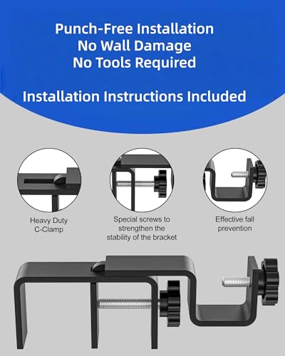 Over-Blinds Curtain Rod Brackets for Outside-Mounted Blinds, Blinds Curtain Rod Brackets for 1.3–2” Rectangular Headrails, Tool-Free No-Drill Installation for Apartments, Rentals Set of 2 (Black)