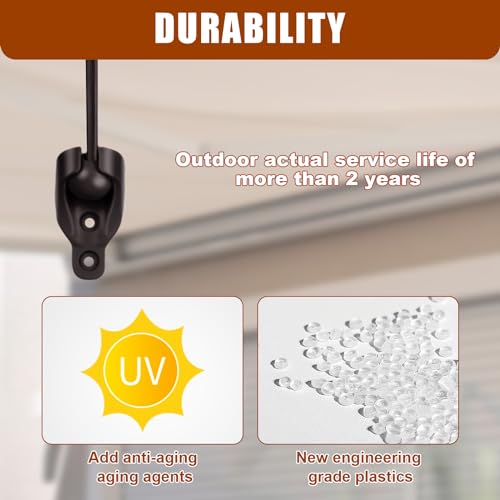 Coolaroo Replacement Parts Roller Shade Hardware Bungee Kit and End Cap Tie Downs for Coolaroo Outdoor Roller Shade (2, Brown)