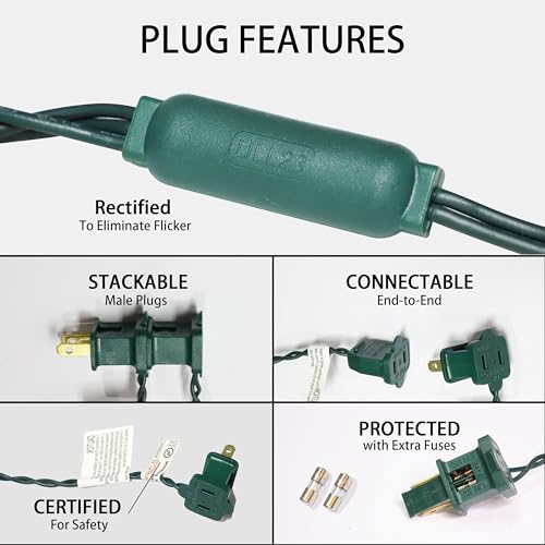 25ft 50 Counts Blue LED Christmas Lights - Commercial Grade Christmas Lights Outdoor Waterproof,LED Lights 5mm Wide Angle Green Wire, Xmas Tree Lights, IP65, UL