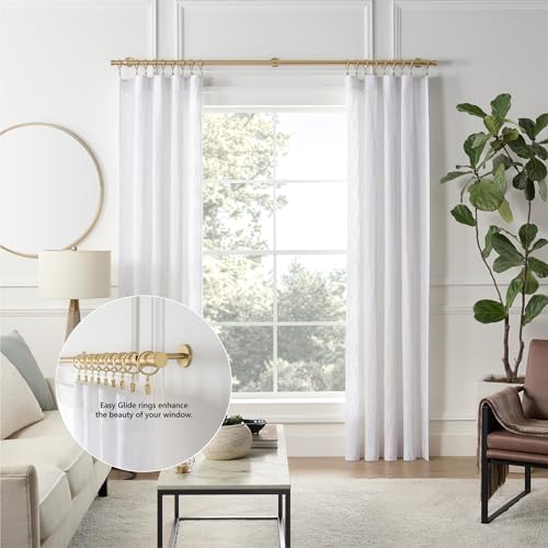 MODE Cambria Designer Series - Premium Easy Glide 18 Count Curtain Rings - Metal with Smooth, Quiet Nylon Inserts with Clips - 2 inch Diameter (1-5/8 inch Inside Diameter) - Brushed Gold