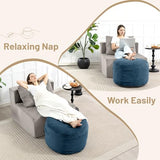 Round Stuffed Pouf Ottoman (Blue, 26" D x 26" W x 18" H)