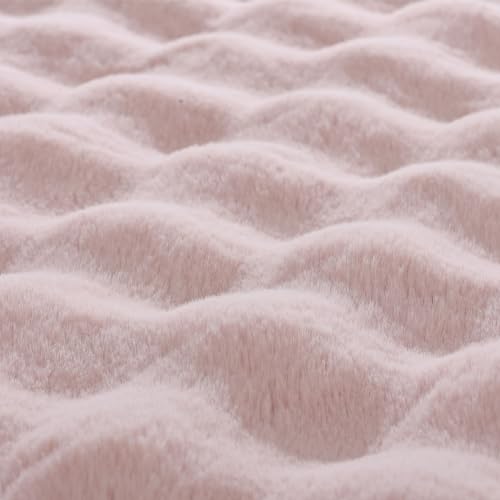 Cozy Fluffy Plush Faux Fur Blanket Pink 50x60 Inch Super Soft Fuzzy Thick Throw Blanket for Sofa Couch Bed