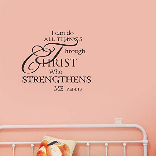 Bible Verses Wall Decor, Christian Wall Quotes – I Can Do All Things Through Christ– Religious Sticker Pastor Gift for Bedroom Prayer Room Church Sanctuary Office Nursery