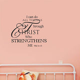 Bible Verses Wall Decor, Christian Wall Quotes – I Can Do All Things Through Christ– Religious Sticker Pastor Gift for Bedroom Prayer Room Church Sanctuary Office Nursery
