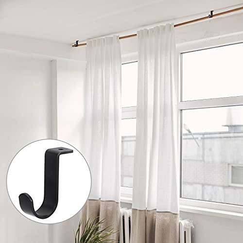 Sumnacon 3Pcs Ceiling Mount Curtain Rod Brackets,Metal Single Ceiling Curtain Rod Holder for 5/8-1 Inch Rod,Sturdy Curtain Rod Hooks for Living Room Bedroom Drapery Rod, Black