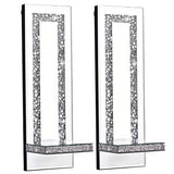 Aeveco Crystal Crush Diamond Mirrored Candle Sconces, Silver Wall Candle Holder Set of 2, Wall Decorations for Living Room，Dining Room (Rectangle Stripe (Style 4))