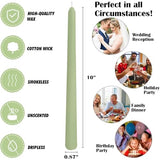12-Pack Sage Green Taper Candles, 10 Inch Unscented Dripless Candlesticks, Long-Lasting Burn Time of 7-8 Hours, Perfect for Home Décor, Spring and St. Patrick's Day