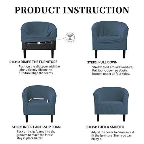Easy-Going Stretch Club Armchair Slipcover 1 Piece Barrel Tub Sofa Cover Furniture Protector Jacquard Couch Cover Bluestone