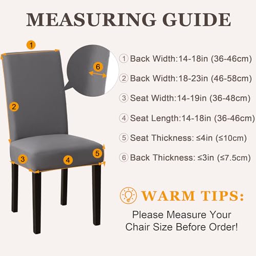 Sufdari Dining Chair Covers,Kitchen Cover,Parsons Slipcover,Spandex Protectors for Room Stretch Chairs Cover Set of 4 -Gray