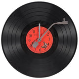 Musical Black Vinyl Record Wall Clock Battery Operated Music Room Decor Decoration Art Hanging Clocks- 11.81inch