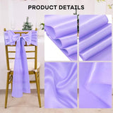 120 PCS Lavender Purple 7x108 Inch Satin Chair Sashes Bows Universal Chair Cover Wedding Birthday Party Celebration Hotel Event Decorations Universal Decorative Strap