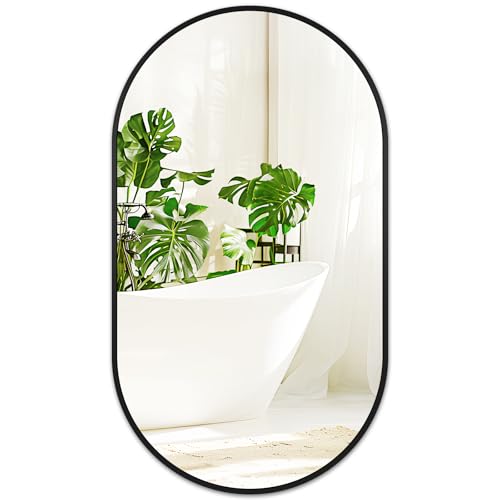Fabuday Black Oval Bathroom Mirror for Over Sink - 20x36 Wall Mounted Oval Vanity Mirrors with Matte Metal Frame for Bedroom, Living Room, Dresser, Hallway, Entryway Decor, Horizontally/Vertically