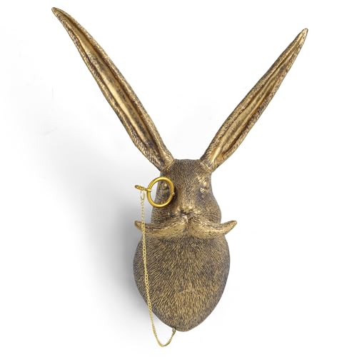 UITWMKTG Gold Animal Head Wall Decor Wall Sculpture Home Decor Statue for Living Room Office Bedroom Modern Decor for Men Women Rabbit
