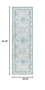 Lahome Oriental Washable Runner Rugs,2.5x8 Long Blue Bathroom Rugs Runner Non-Slip,Kitchen Runner Rugs Non Skid Washable,Traditional Low-Pile Wide Carpet Runner for Entryway Hallway Helena,8ft