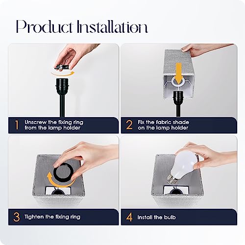 Bedside Table Lamp for Bedroom - Touch Small Lamp with USB C+A Charging Ports & AC Outlets, 3 Way Dimmable Nightstand Light for Living Room (LED Bulb Included, Grey)