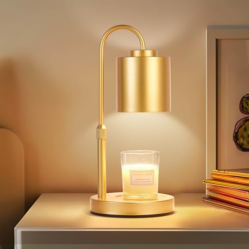 CASTLELIFE Candle Warmer Lamp with Timer & Dimmer, Height Adjustable Electric Wax Melt Warmer for Jar Candles, Gifts for Women Mom Home Decor, Gold