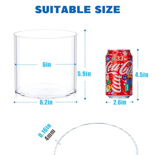 Flower Clear Plastic Vase Centerpiece for Home, Wedding Party, Plastic Clear Cylinder Wide for Flowers, Decorative Wide Mouth Vase for Decor (Not Glass) (6.2'' W*5.9'' H)