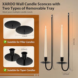 Candle Sconces Set of 2, 16.5 Inch Taper & Pillar Wall Candle Holder, Black Wall Sconces Set of Two, Decor for Entryway, Stair Corner, Living Room, Gifts for Men Women Mom or Dad