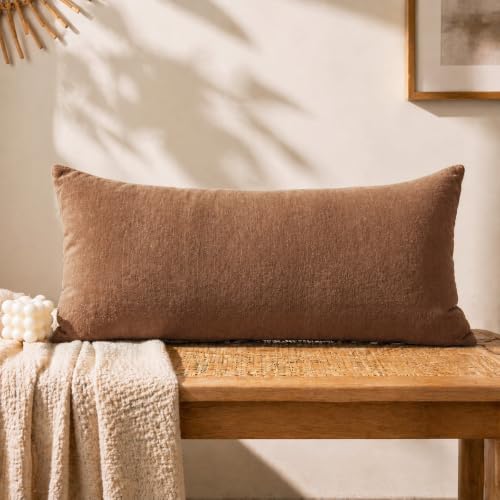 Chenille Lumbar Pillow Covers 14X26 inch Dark Orange