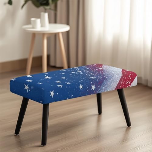 American Flag Vintage Print Stretch Dining Bench Cover Stain Resistant Benches Seat Slipcovers Easy to Clean Dining Chair Slipcovers Removable Seat Cushion Protector for Party