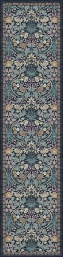 Washable Hallway Runner Rug 2'6"x10': Vintage Floral Botanical Runner Rug - Machine Washable Non Slip Low Pile Soft Foldable Carpet - Long Kitchen Hallway Entryway Indoor Rug - 2'6"x10' Blue