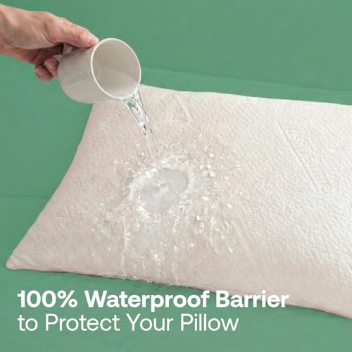 Premium Standard 20''x 26'' Waterproof Pillow Protector Covers - Zippered Pillowcase, Set of 2 Standard Size