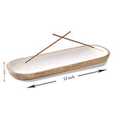 Folkulture Incense Holder for Home | Modern Incense Burner or Insence-Stick Holder for Gifts| Mango Wood Incense Tray Trough for Sticks 12 x 4 Inches, White