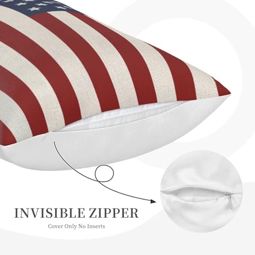 4th of July Patriotic Pillow Covers 12x20 Inch Set of 2, American Flag Decorative Throw Pillowcase Independence Day Stars and Stripes Outdoor Cushion Cover for Sofa Couch Living Room Bed Decor