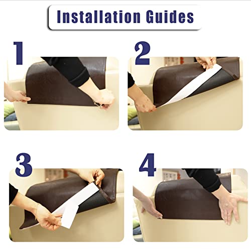 Non Slip Headrest Cover for Furniture Slipcovers,Faux Leather Headrest Protector for Recline Chair Vinyl Head Protector for Sofa,Theater Seat Cover for Home & Office 17x27 in, Chocolate