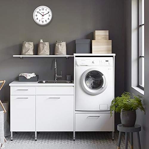 Sharp Wall Clock – Silver, Silent Non Ticking 14 Inch Quality Quartz Battery Operated Round Easy to Read Home/Kitchen/Office/Classroom/School Clocks, Sweep Movement