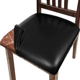 Pu Leather Dining Chair Seat Covers Set of 4, Waterproof Dining Seat Covers Stretch Chair Covers for Dining Chairs/Kitchen Room/Hotel, Odorless Seat Covers for Kitchen Chairs (Black - 4 PCS)
