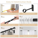 Matte Black Curtain Rods for Windows 32-240 Inches (2.5-20 Ft) Adjustable Heavy Duty Drapery Rod - 1 Inch Diameter Extra Long Black Steel Curtain Rods