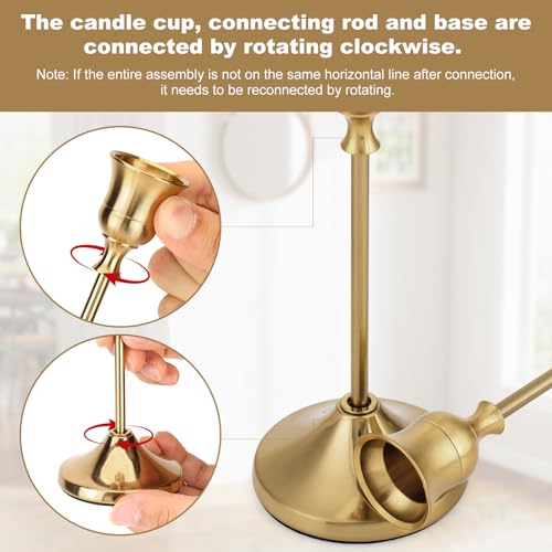 Candlestick Holders, 24PCS Metal Taper Candle Holder, Brass Gold Candle Holders for Candlesticks, Candle Holder for Wedding Fireplace Mantel Housewarming Gift Housewarming Gift