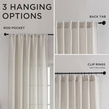 CUCRAF Natural Off White Linen Non See Through Semi Sheer Privacy Curtains 84 Inches, Light Filtering Curtain for Bedroom Living Room, 2 Panels Set Rod Pocket & Back Tab Window Drapes (52 x 84 Inch)